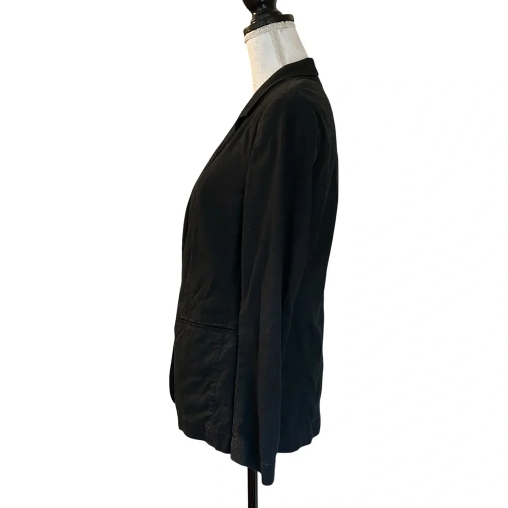 J Jill One Button Stretch Linen Blend Blazer Women’s SZ Small Petite in‎ Black